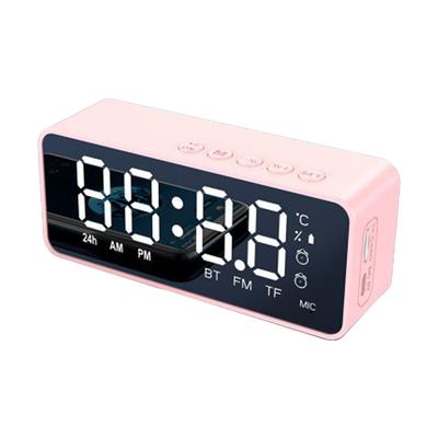 Despertador digital com alto-falante BT, relógio com display LED espelhado com alarmes duplos para quarto HIFI