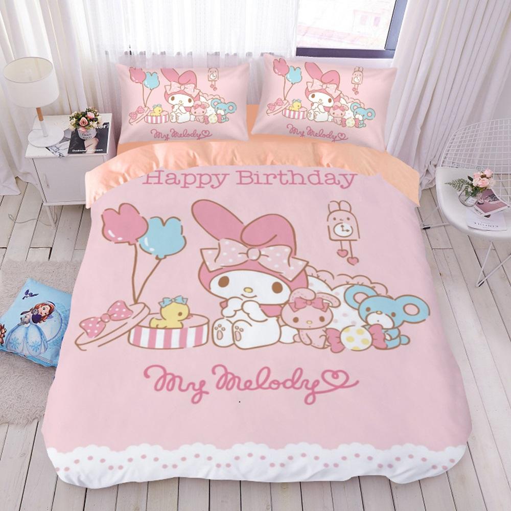My Melody Bedding Sets Comforter Quilt Bed Cover Duvet Cover Pillow Case 2-3 Pieces Sets Kids Adult Size Cartoon Decoration