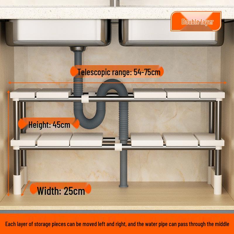 Multifunctional Kitchen Storage Rack: Extendable Tiered Shelves for Cupboards