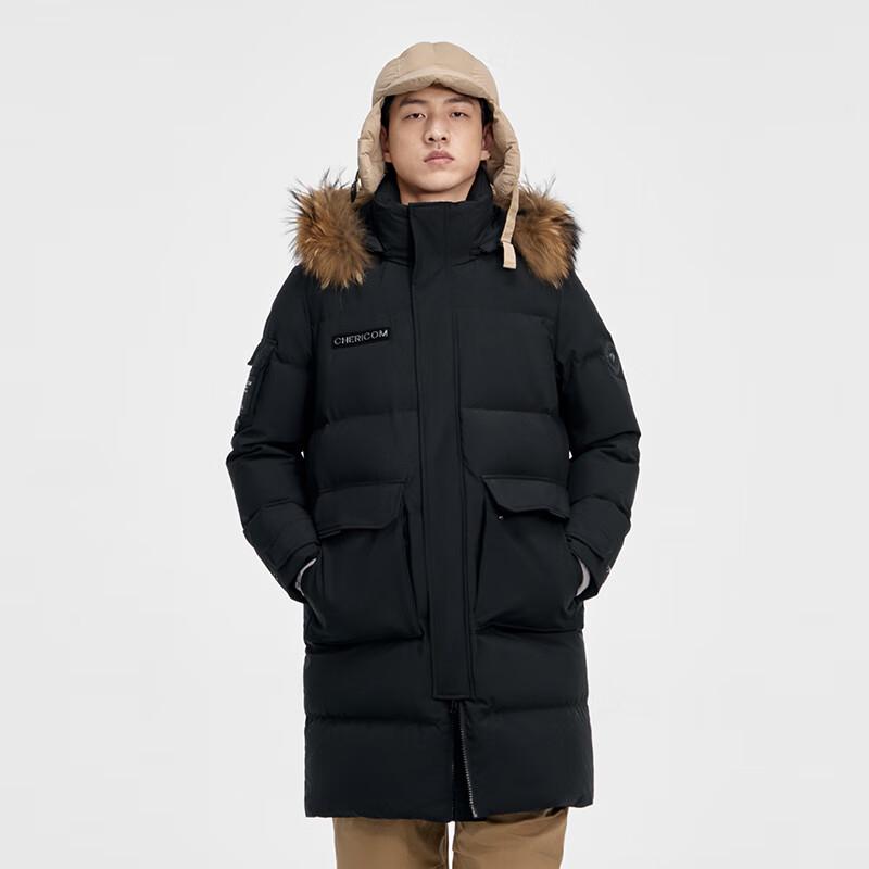 

Унисекс зимний пуховик средней длины Qianrengang с капюшоном с мехом 4XL (190)