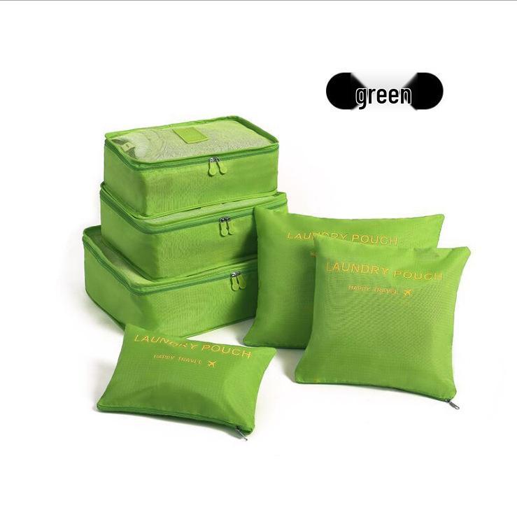 Korean 6-Piece Waterproof Travel Storage Bag Set - Solid Color Clothing Organizers