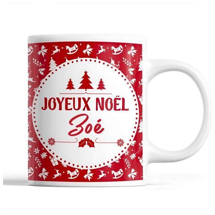 Mug - Zoé - Noël - Céramique - Rouge - 325 ml - Lave-vaisselle et Micro-onde