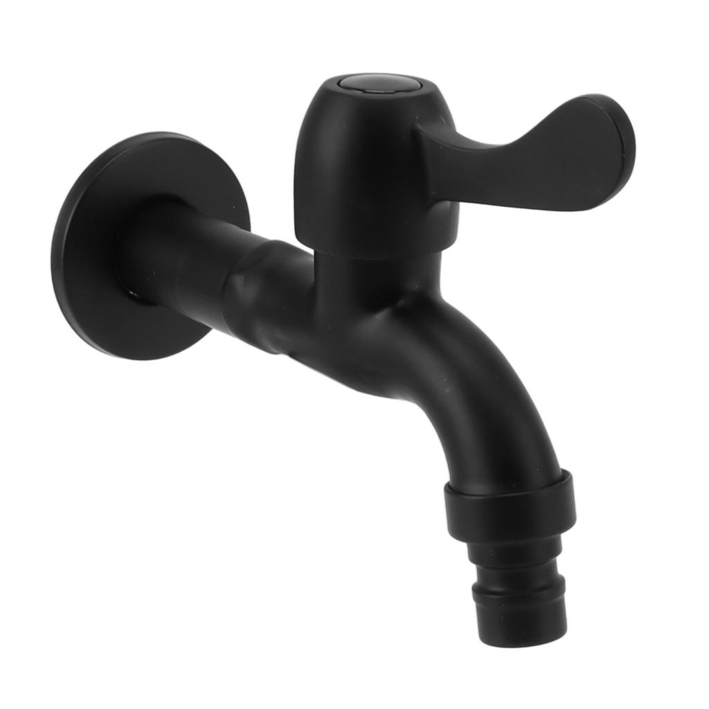 Water Faucet 304 Stainless Steel G1/2 Caliber Wall Mounted Long Style Single Cold Water Tap Black