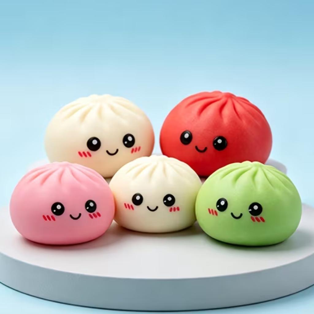 Squish-soft Dumpling Interactive Toy, Cute Design, Multicolor Random, Anti-Stress Effect, 11 cm, Kids Gift