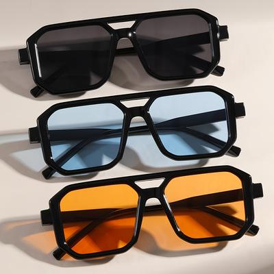 3pcs Retro Rectangular Fashionable Decorative Glasses, Men's and Women's Punk Party Club