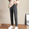 Women Autumn Winter Corduroy Harem Pants Elastic Waist Pockets Solid Color Long Trousers Thickened Fleece Lining Casual Pants