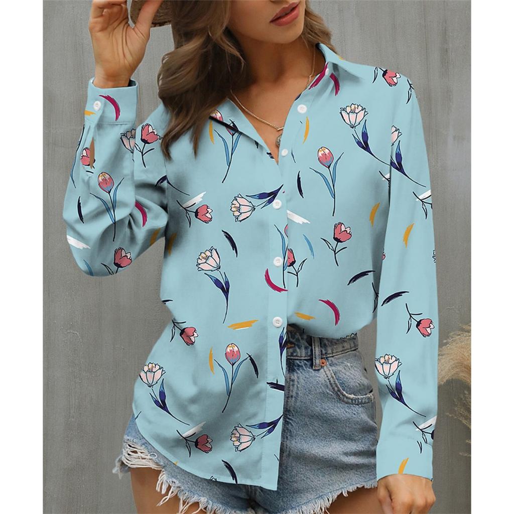Elegant women's holiday casual women's shirt long sleeved women's shirt temperament fashionable top