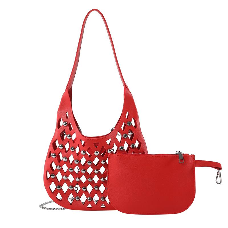 Hollow Underarm Bag for Women with Niche Design 2024 New Hollowed Out Sky Star Commuting Fashionable Rivet Single Shoulder Crossbody Bag
