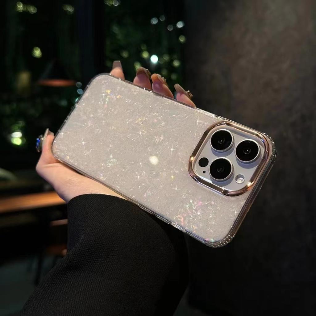 Applicable To Apple 17proMax Glitter Powder Shell Pattern Mobile Phone Case IPhone 16 Starry Sky 15 Goddess Protective Case Anti Fall