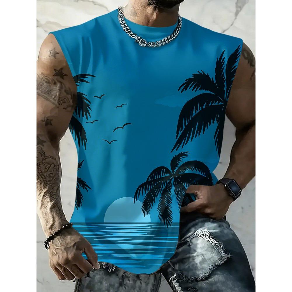 Men s Colorful Printed Cartoon Pattern Comfortable Breathable Vest, Men s Casual S