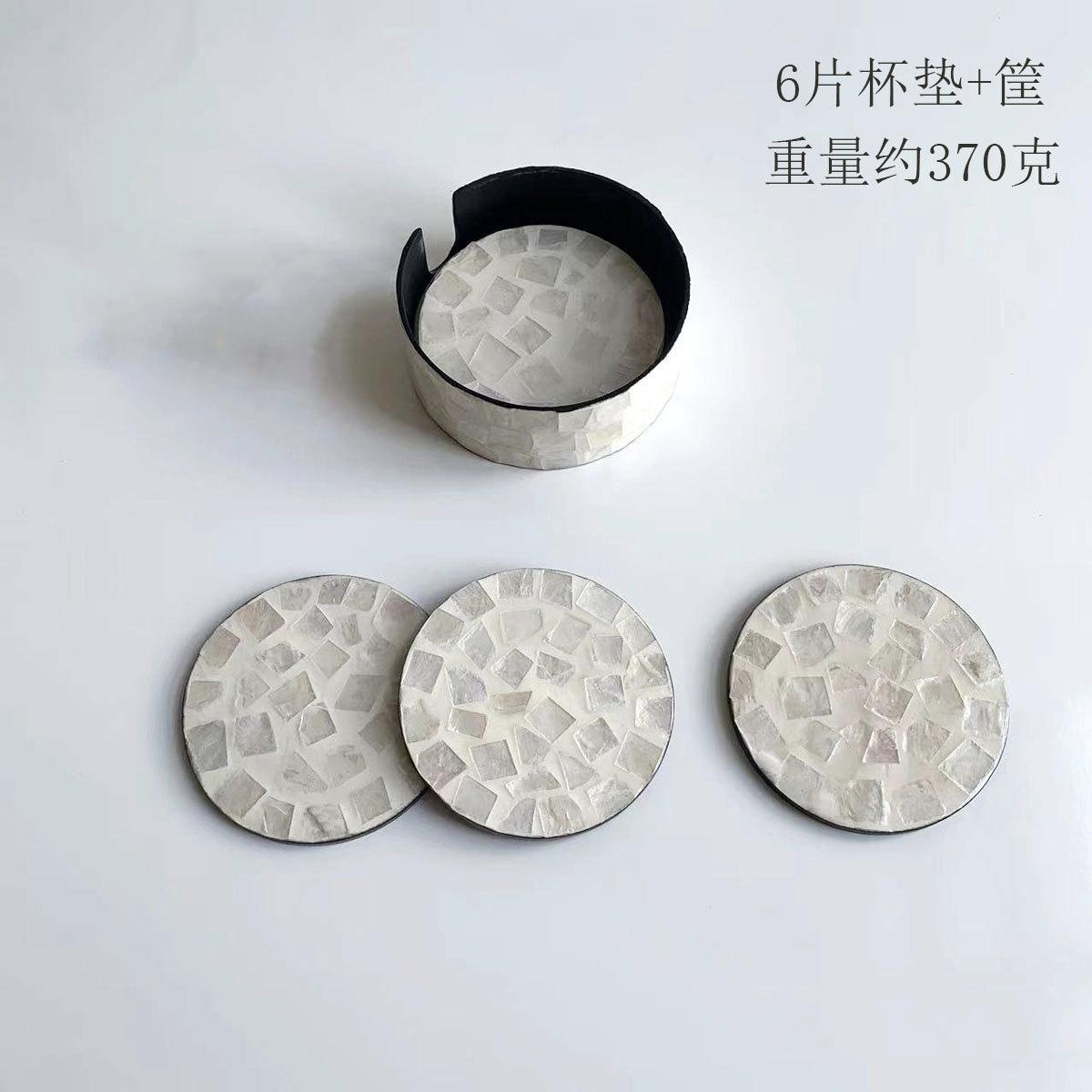 

6 Pcs Creative Colorful Shell Coaster Set Round Shell Potholder Square Light Luxury Bowl Mat Placemat Sets Home Kitchen Supplies S