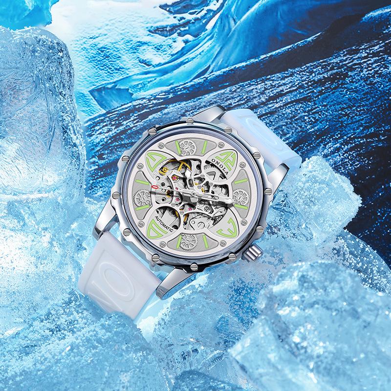 ONOLA Four-Leaf Clover Automatic Mechanical Watch - Unisex Waterproof with Rubber Strap