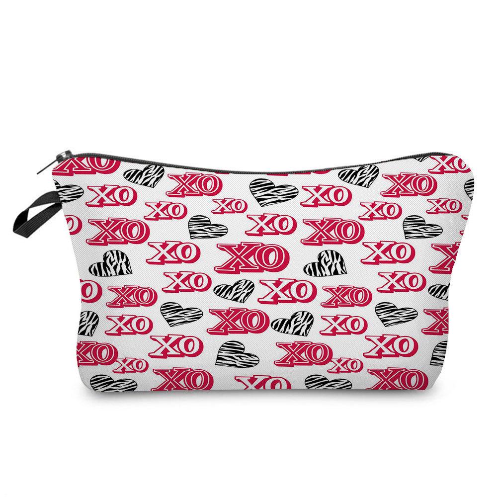 Women Hearts Print Cosmetic Bag Toiletries Organize Travel Storage Case KTB