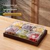 RuHan Gold-Rimmed Glass Fruit Plate Set with Paulownia Wood Tray