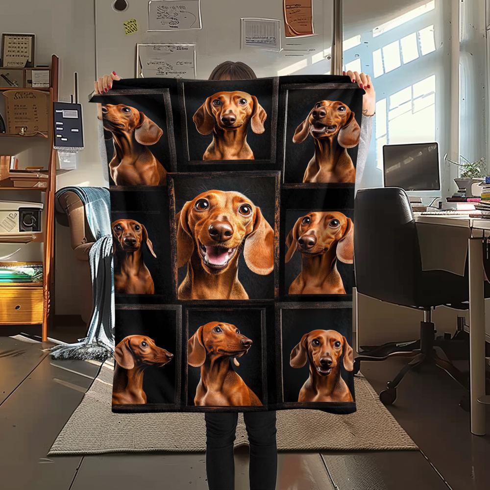 1Pc Bull Dogs Print Flannel Blanket, High quality Comfortable for All Seasons, Home Decor, Warmth and Comfort, Perfect for Christmas Gifts