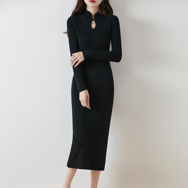 Women Sweater Dress 100% Wool MODERN NEW SAGA Knit Long Pullover Winter Jumpers Wool Long Dress Female