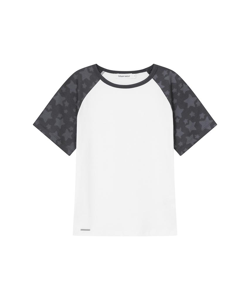 MISEKI SEOUL Midnight Stars Raglan Short Sleeve White
