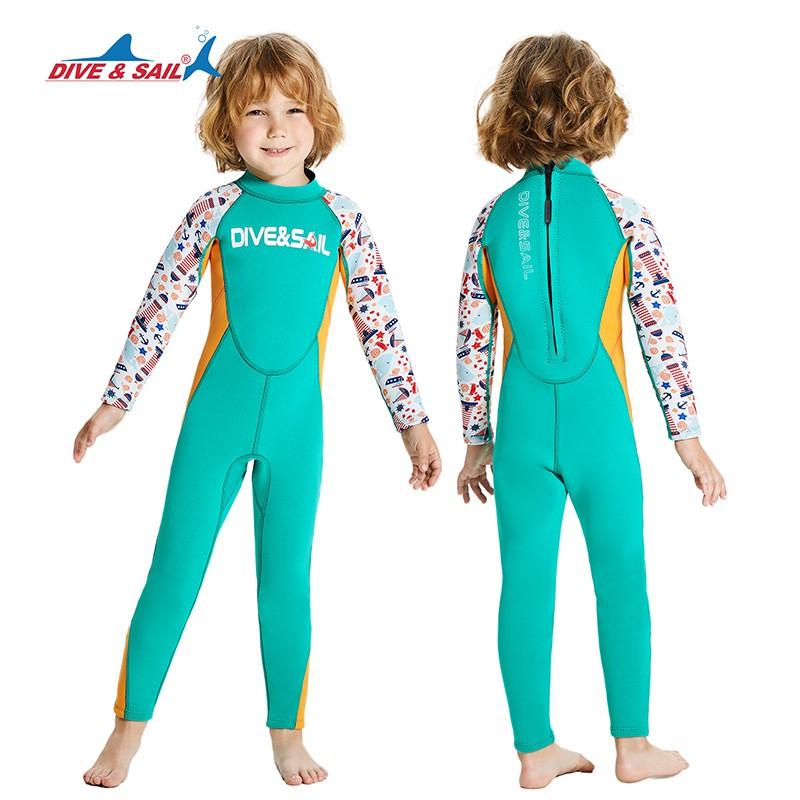 Kids 2.5mm Neoprene Wetsuit Long Sleeve Full Body Snorkeling Diving Surfing Cold Water Swimming
