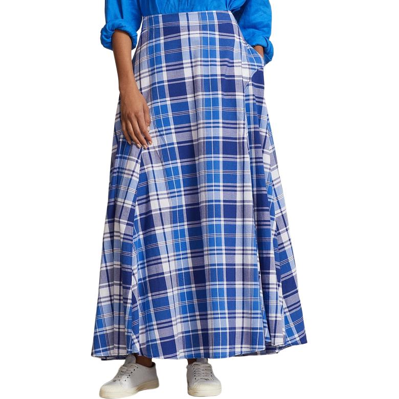 Polo Ralph Lauren SS24 Plaid A-Line Long Casual Skirt Women Skirts Multicolor WMPOSKTNDR20095-400