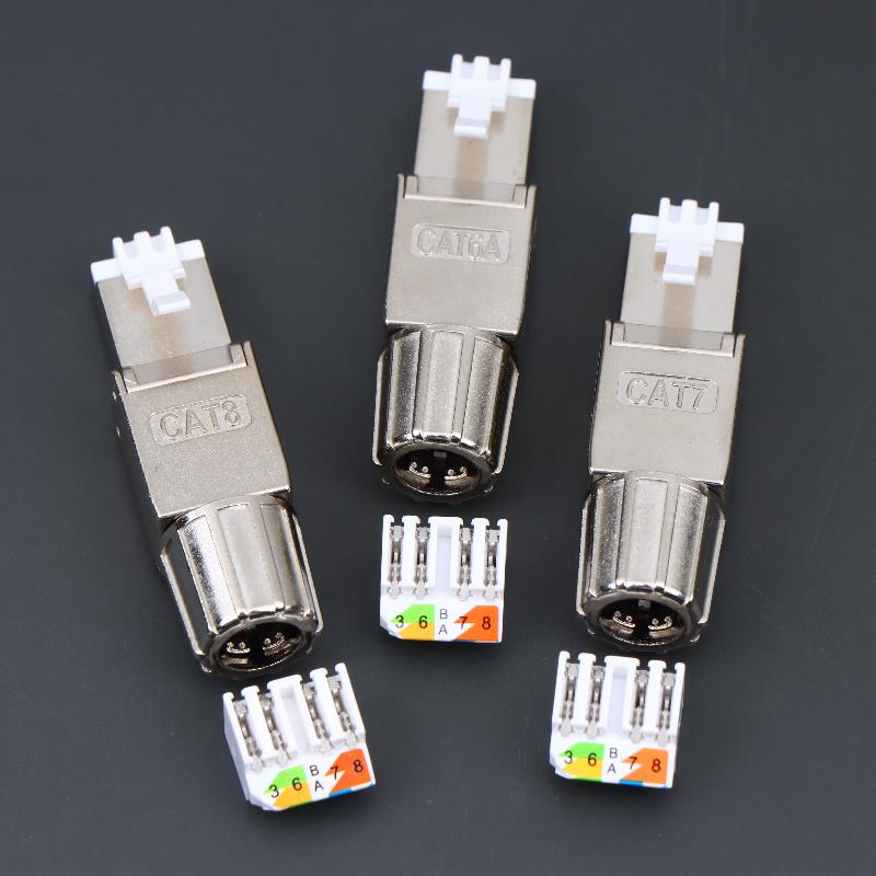 1Pc Cat7 Cat6A Cat8 Rj45 Connector Tool-Free Zinc Alloy Shielded Ethernet Termination Plugs