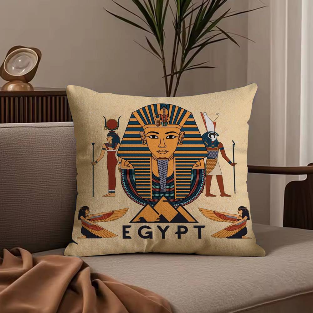 C-CLOOCL Altes Ägypten Anubis Kissenbezug Staubmilben-Schutz Kissenbezug Verdeckter Reißverschluss seidiger kurzer Plüsch Sofakissenbezug