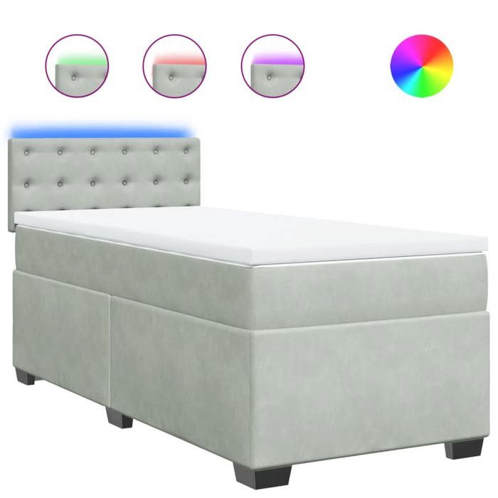VidaXL Slatted Bed Base and Mattress Light Grey 80x200 Cm Velvet, Bed, Platform Bed, Panel Bed, Furniture of 3288474