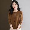 Autumn and Winter New Knitted Cardigan Women's Simple Short Sweater Solid Color Wool Outer Top Thin
