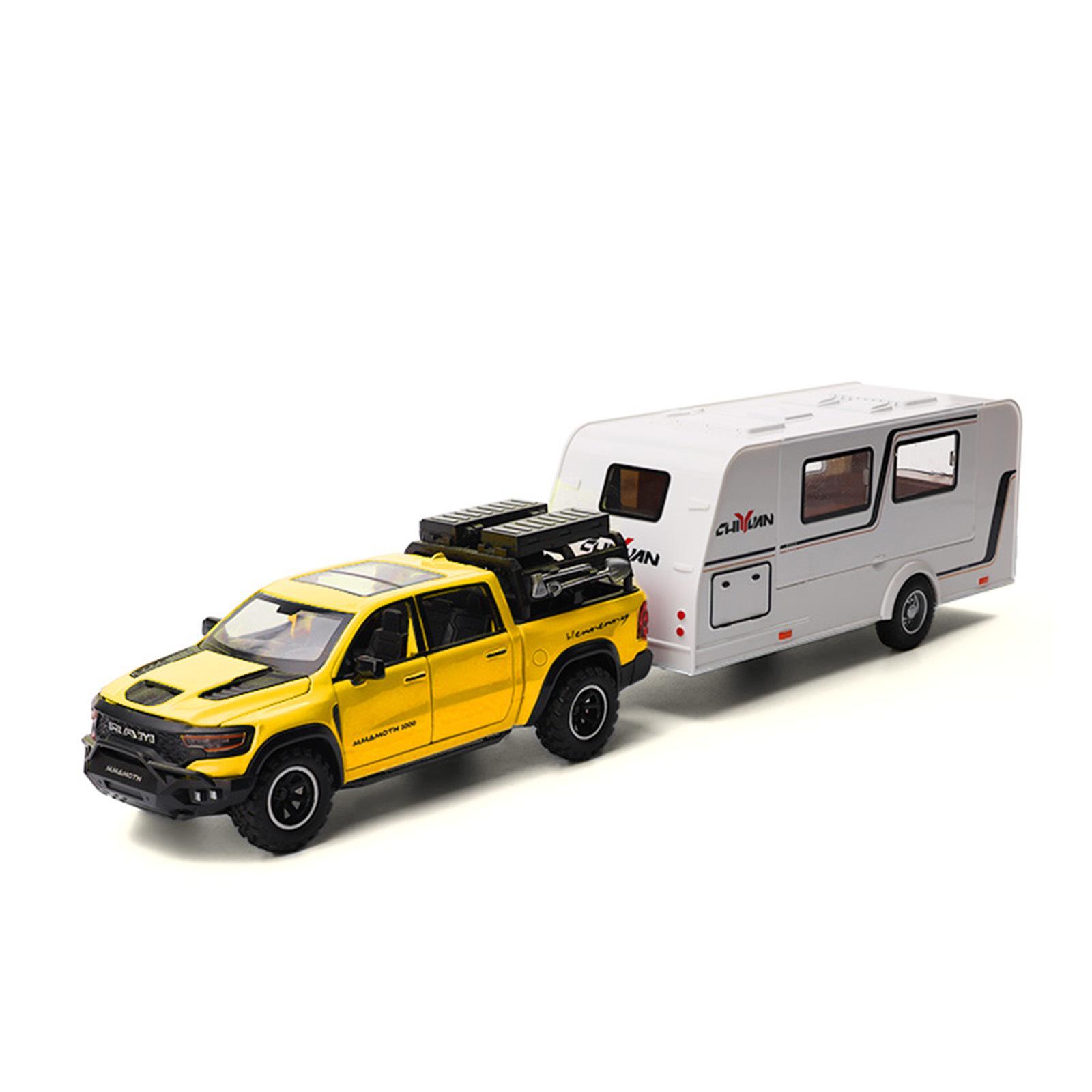 

1/32 DODGE Mammoth 1000 TRX RV Car Off-road Vehicle Alloy Diecast Toy Model with Sound and Light Camping Car Model for Boys Gift жёлтый