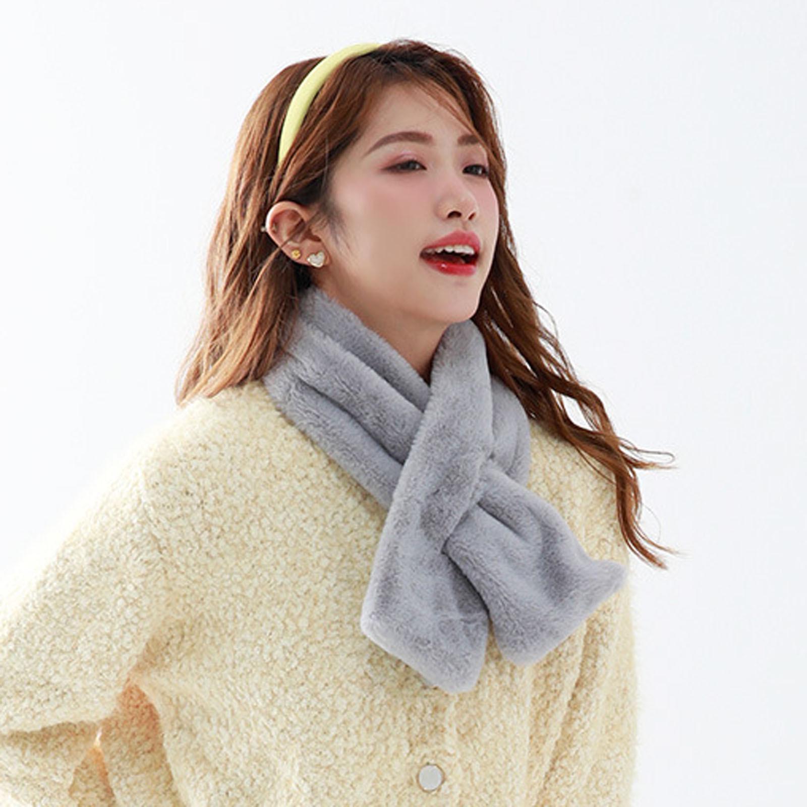 

Женский плюшевый шарф, сладкий и мягкий осенне-зимний однотонный теплый шарф серый