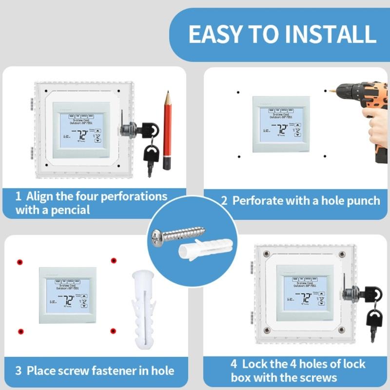 Secure Thermostat Guard Lock Box with Key Set Clear Thermostat Protector Case for Preventing Unauthorized Adjustments