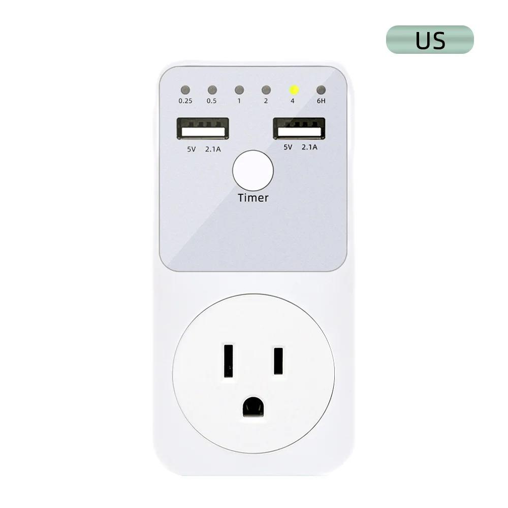 Comutator electronic cu temporizator, numărătoare inversă programabilă de 6 ore, priză cu temporizare inteligentă, interfață USB, priză EU US UK FR