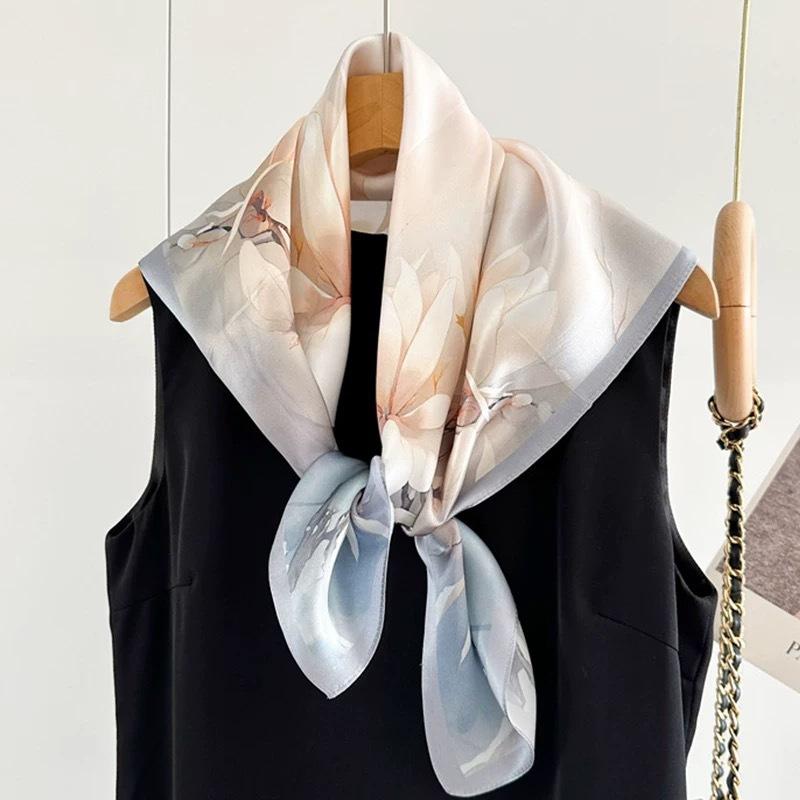 New 100% Natural Silk Scarf Square Female Fashion Beach Pashmina Bufanda Folral Women Shawl Wraps Bandana Scarves Foulard sjaal