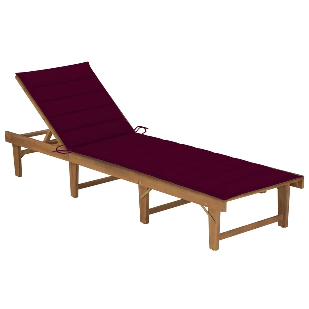 Foldable Lounge Chair with Cushion Solid Acacia Wood