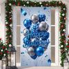 Black Gold Happy Birthday Door Banner Pink Blue Purple Shining Balloons Kid Adult Party Decoration Backdrop Photo Shoot Supplies