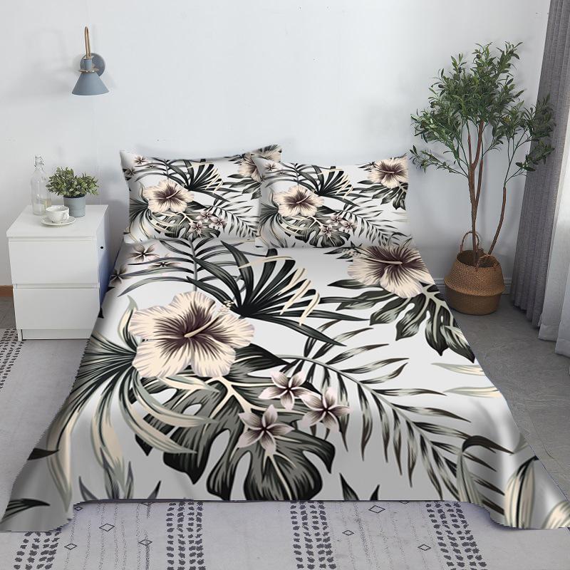 Various Flowers Bed Sheet Set 3D Printed Bed Flat Sheet With Pillow Cover For Kids Adults Polyester Full Twin Size wholesale