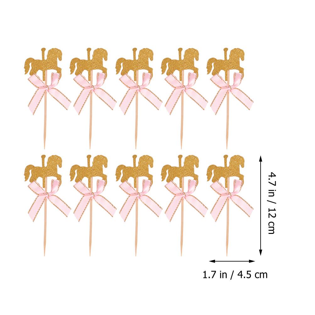 40Pcs Carousel Horse Cake Topper Horse Shape Creative Wedding Shower Party Cake Decor Birthday Dessert Insert other розовый