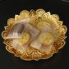 Gold Metal Coffee Tea Tray Retro Embossed Round Flower Tray Turkish Serving Tray  Outdoor Use