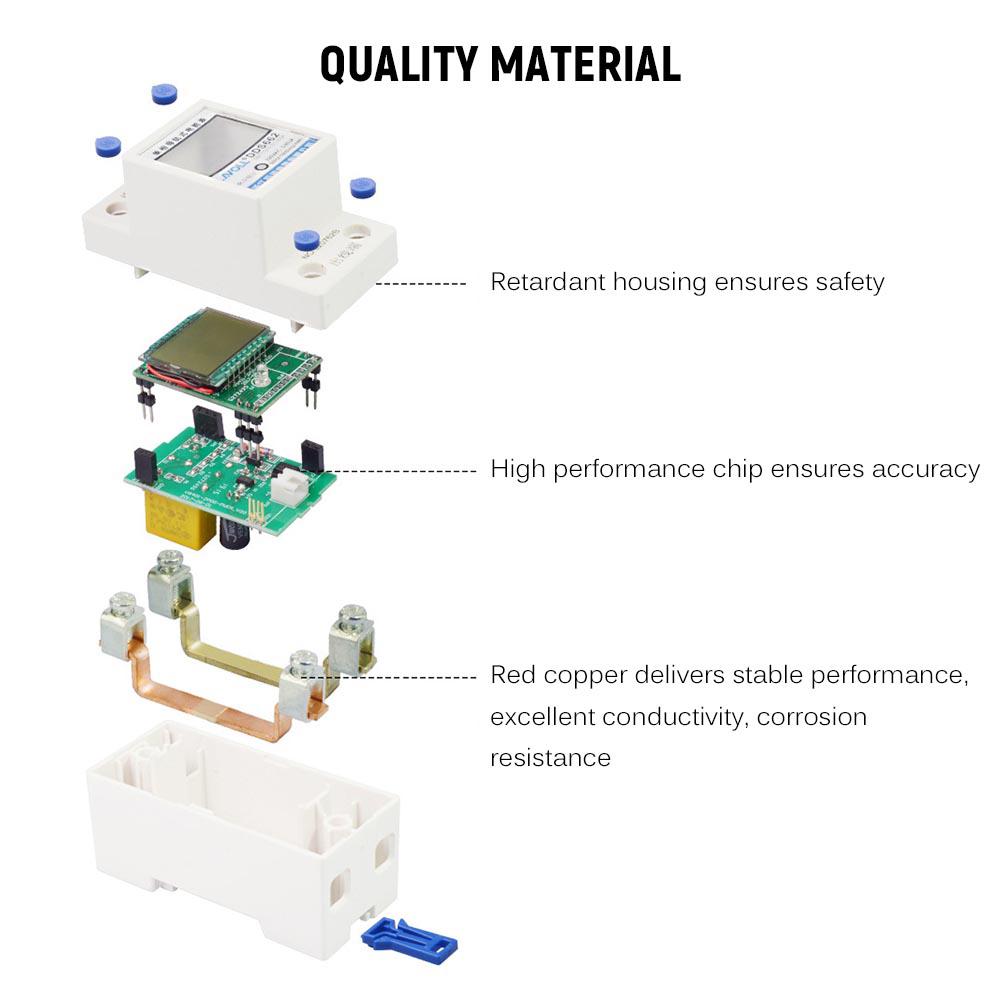 Digital Electric Energy Meter Single Phase DIN Rail Electricity Meter One Phase Two Wire