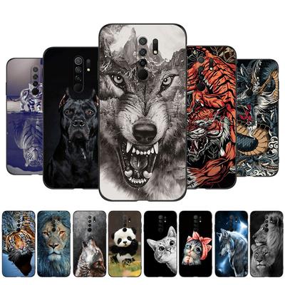 Xiaomi Redmi 9 tok Puha szilikon telefon hátlap tok Redmi 9 tokhoz 6,53"; fekete tpu tok oroszlán farkas tigris sárkány