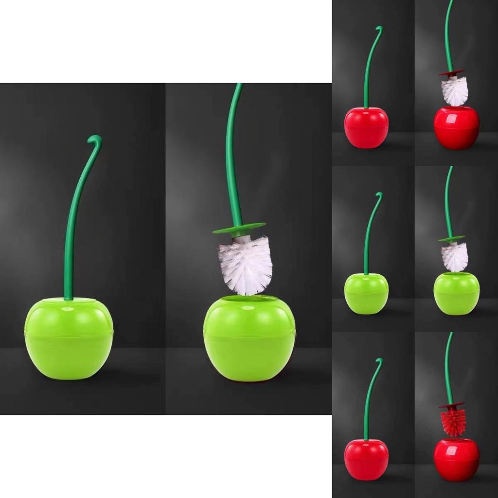 Long-handled Soft Bristle Toilet Brush Set Cherry Toilet Brush For Daily Household Cleaning Creative Plastic Cleaning Brush For Toilet