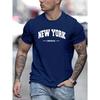 Men's 100% pure cotton summer loose fit oversized New York Cheerful print casual slim fit round neck short sleeved T-shirt top