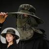 Summer New Men's Camouflage Breathable Mesh Neck Visor Outdoor Riding Fishing Trendy Sunscreen Bucket Hat