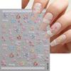 1 Sheet 3D Spring Flower Series Nail Stickers Colorful Rose Bouquet Nail Decal Self-Adhesive Daisy Ribbon Bow Manicure Sticker