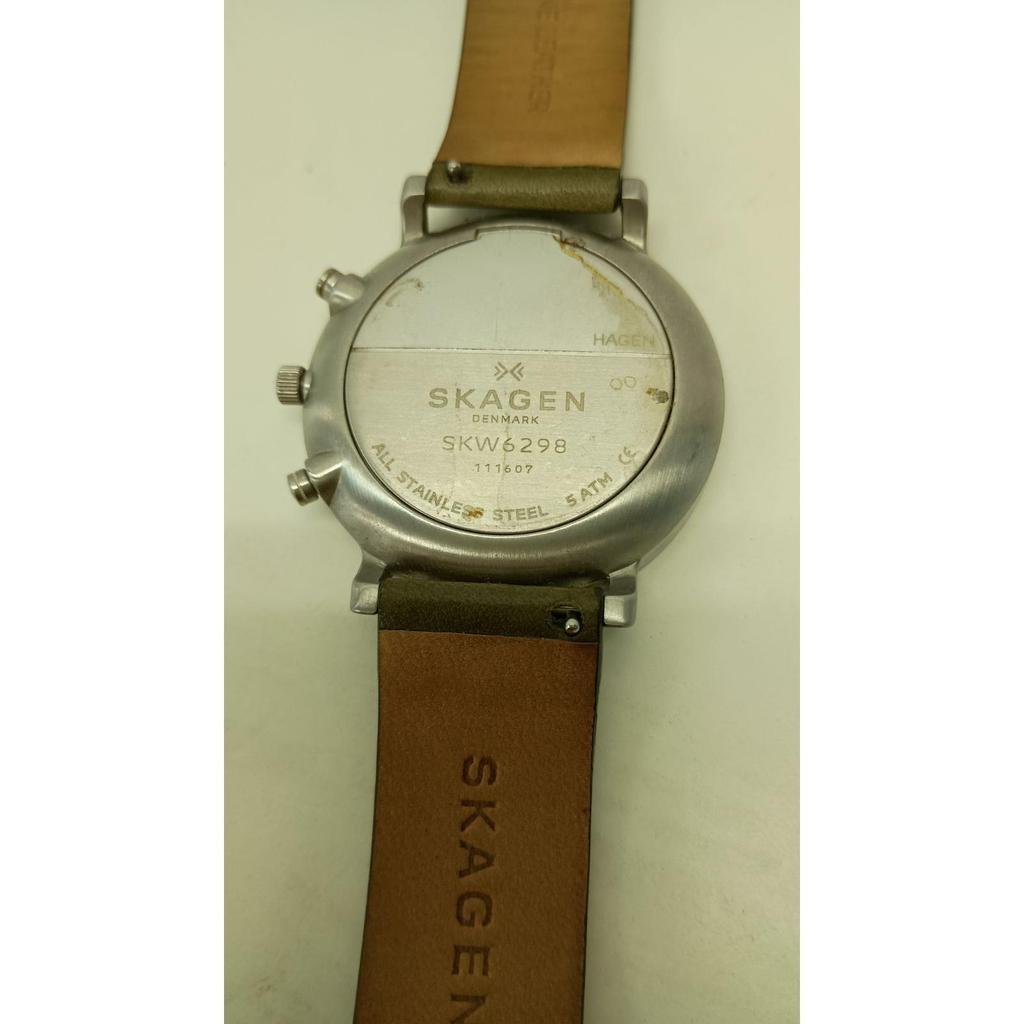 Used SKAGEN SKW6298 Watch Fudo Round Dial Black Silver Belt Leather Bronze Skagen Men's #A