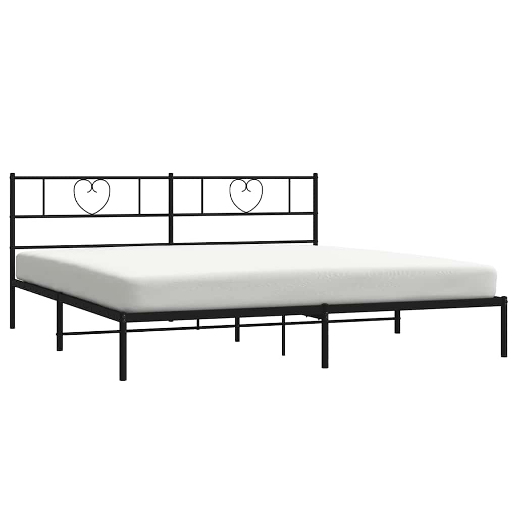 Metal Bed Frame with Headboard Black 180 X 200 Cm