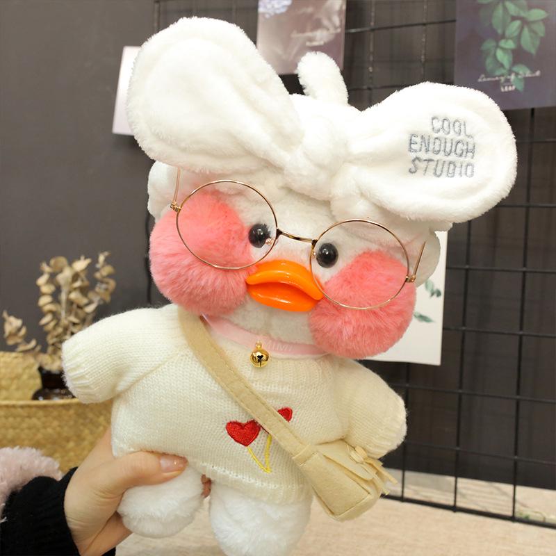 30cm Cartoon Cute Duck LaLafanfan Cafe Duck Plush Toy Stuffed Soft Kawaii Duck Doll Animal Pillow Birthday Gift for Kids Children