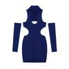 2026 Solid Color Sleeveless High Neck Bodycon Mini Dress With Cutout Detail Streetwear Style