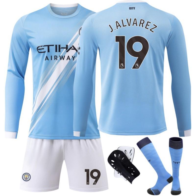 2324 Manchester City's Home Long-sleeved No. 9 Harland 17 De Braunet 10 Gralish Football Uniform Correct Jersey