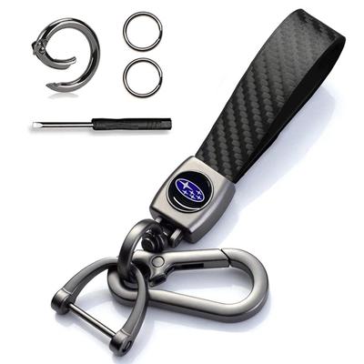 [EZRA] Keychain Genuine Leather Key Exquisite Carbon Fiber Texture Leather