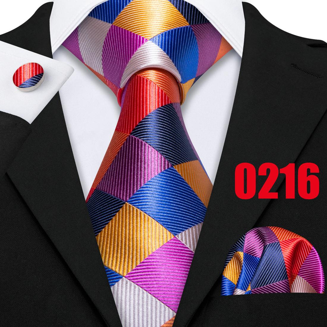 

Мужские деловые классические шелковые галстуки Barry.Wang, комплект запонок в клетку, повседневные клетчатые галстуки N-0216